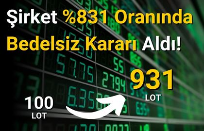 Şirket %831 Bedelsiz Kararı Aldı!